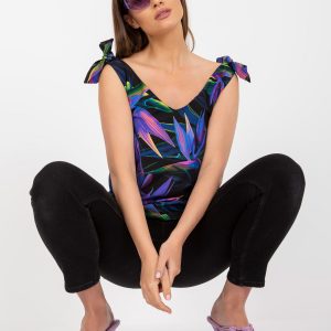 Black and purple top with prints RUE PARIS