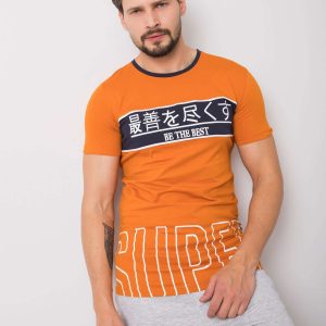 Orange t-shirt for men with print Luca