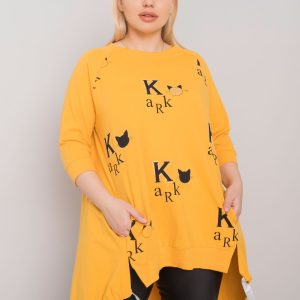 Dark Yellow Plus Size Tunic with Dashay Prints