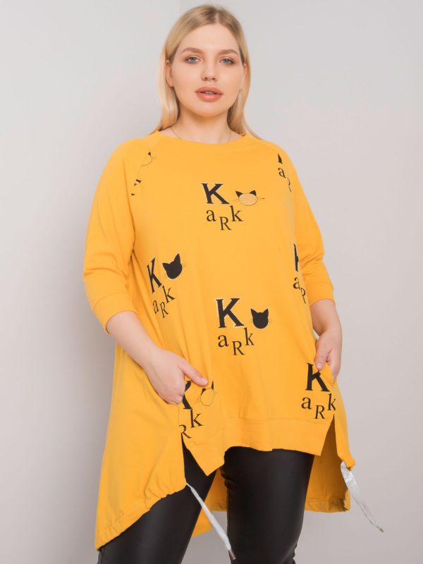 Dark Yellow Plus Size Tunic with Dashay Prints