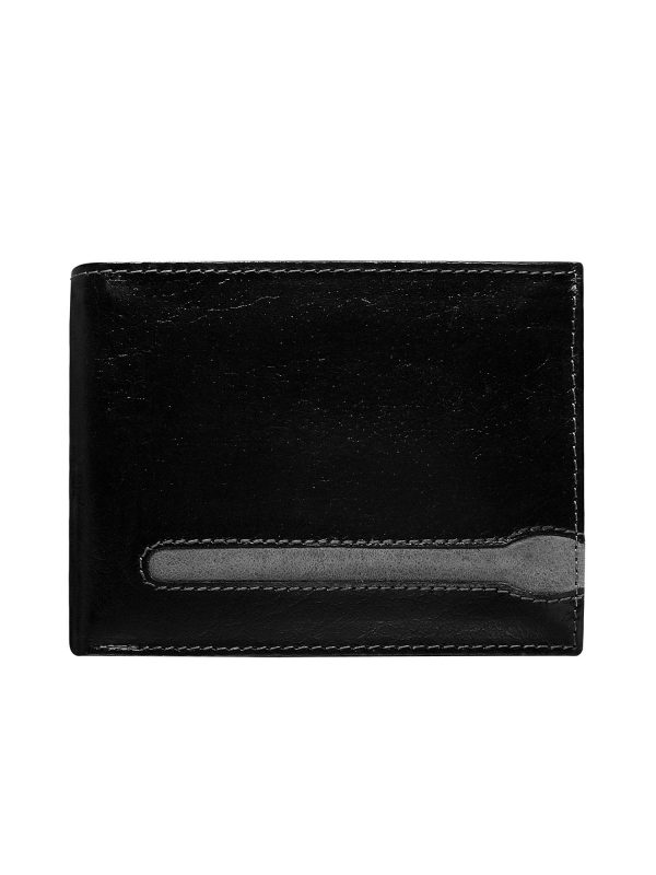 Genuine Leather Men's Black Horizontal Wallet