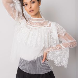 White formal blouse with lace Ambridge OCH BELLA