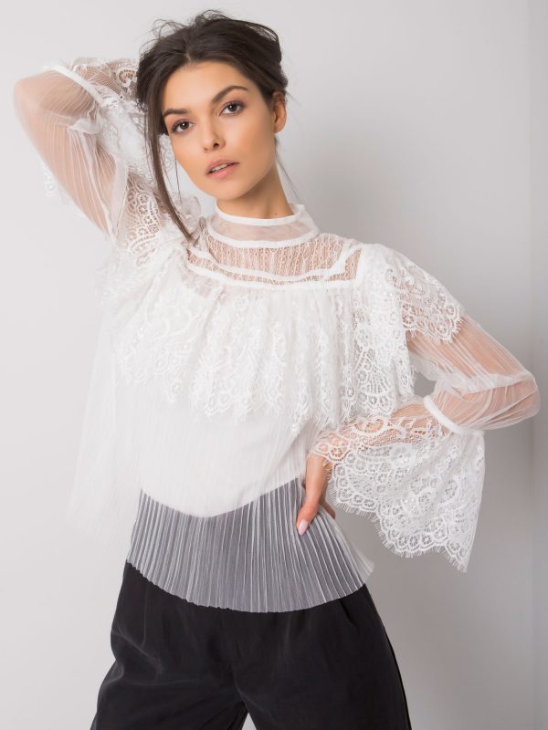 White formal blouse with lace Ambridge OCH BELLA