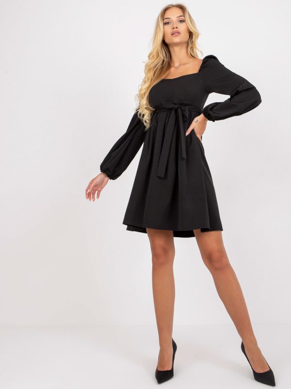 Black Mini Cocktail Dress with Strap