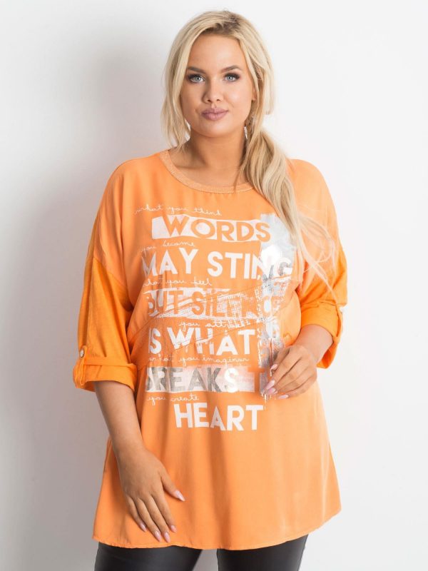 Tunic plus size with orange print