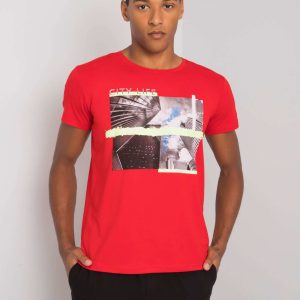 Red T-shirt for men with print Deacon