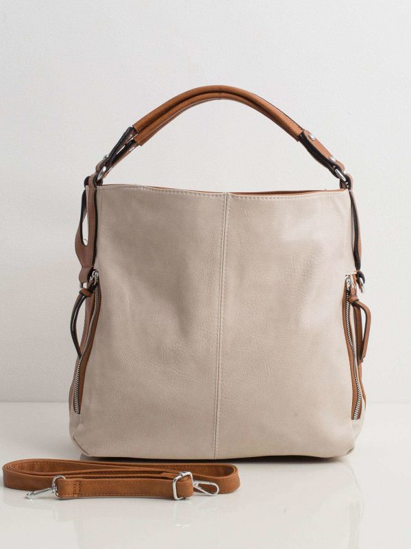 Light Beige Eco Leather City Bag