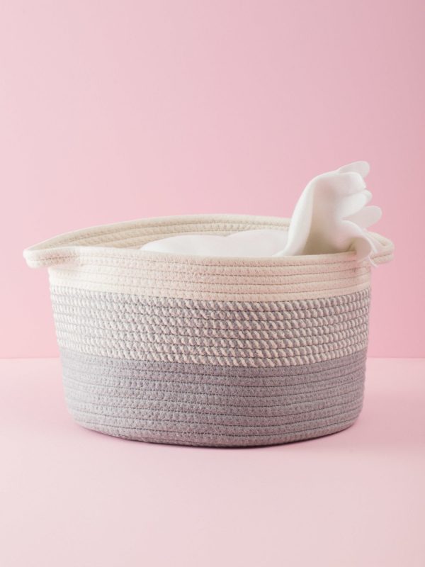 Grey-ECRU basket with handles