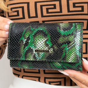 Green Horizontal Patterned Women Wallet