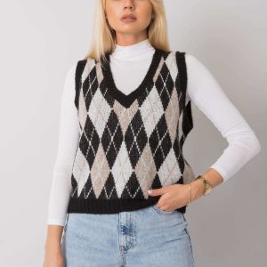 Allison OCH BELLA Black and Grey Knitted Vest