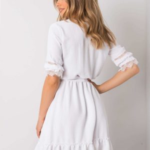 White dress with ruffle Raven