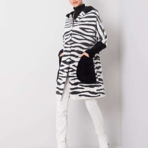 Yvett's black and white alpaca coat