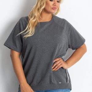 Dark Grey Plus Size Holiday Blouse