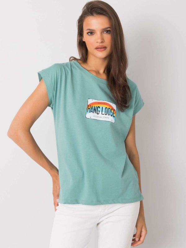 Light green T-shirt with Aloha print