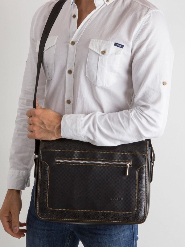 Black Men's Eco-Leather Flip Bag