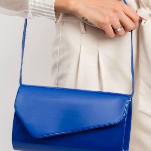 Cobalt lacquered clutch bag