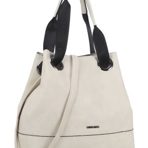 Beige shoulder bag with LUIGISANTO handles