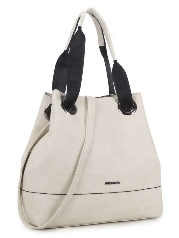 Beige shoulder bag with LUIGISANTO handles