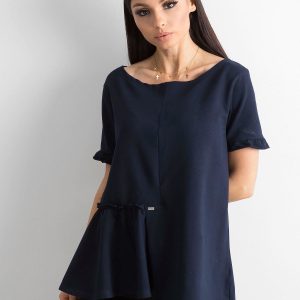 Asymmetrical navy blue blouse