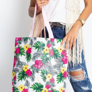 White and pink bag with exotic patterns