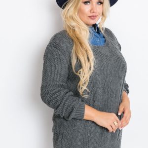 Dark Grey Ruffle Plus Size Sweater