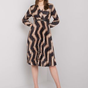 Oristano black and beige pleated dress