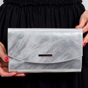 Silver shiny clutch bag