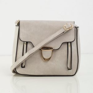 Light gray messenger bag with decorative clasp