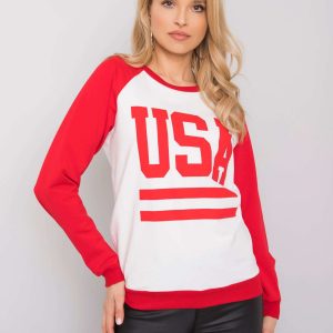 White and red sweatshirt with print Samantha RUE PARIS