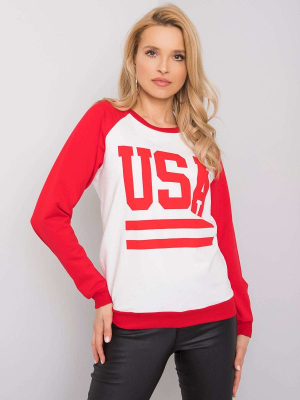 White and red sweatshirt with print Samantha RUE PARIS