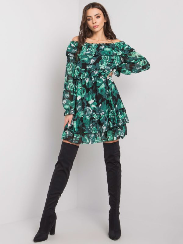 Black and green Spanish dress with flowers Erine