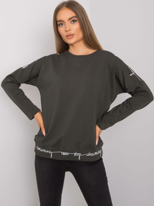 Othilie Dark Khaki Long Sleeve Cotton Blouse