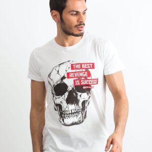 Men's White Cotton T-Shirt with Print