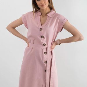 Pink dress with asymmetrical clasp