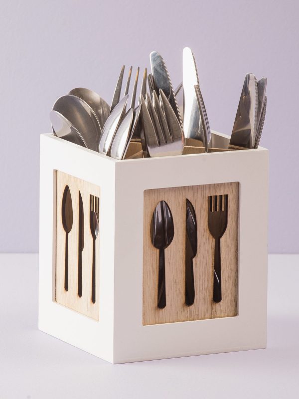 White Cutlery Container