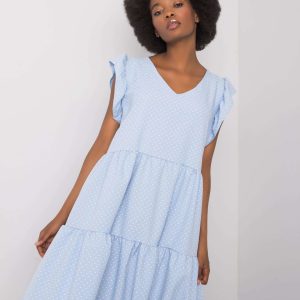 Light blue polka dot dress Aubriella RUE PARIS