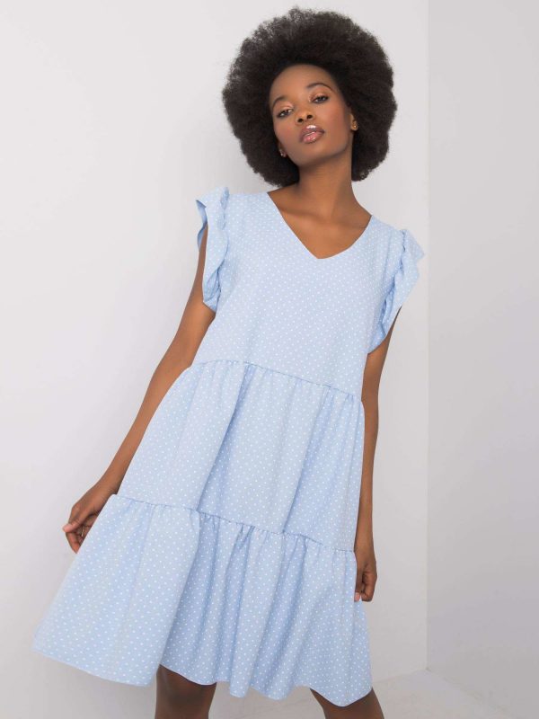 Light blue polka dot dress Aubriella RUE PARIS