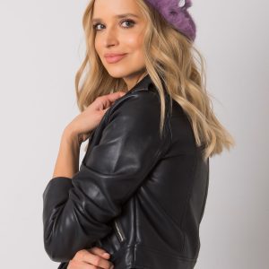 Purple women's beret with applique