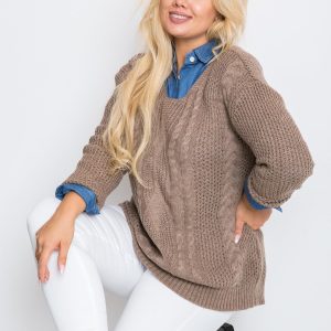 Dark Beige Plus Size Sweater Latte