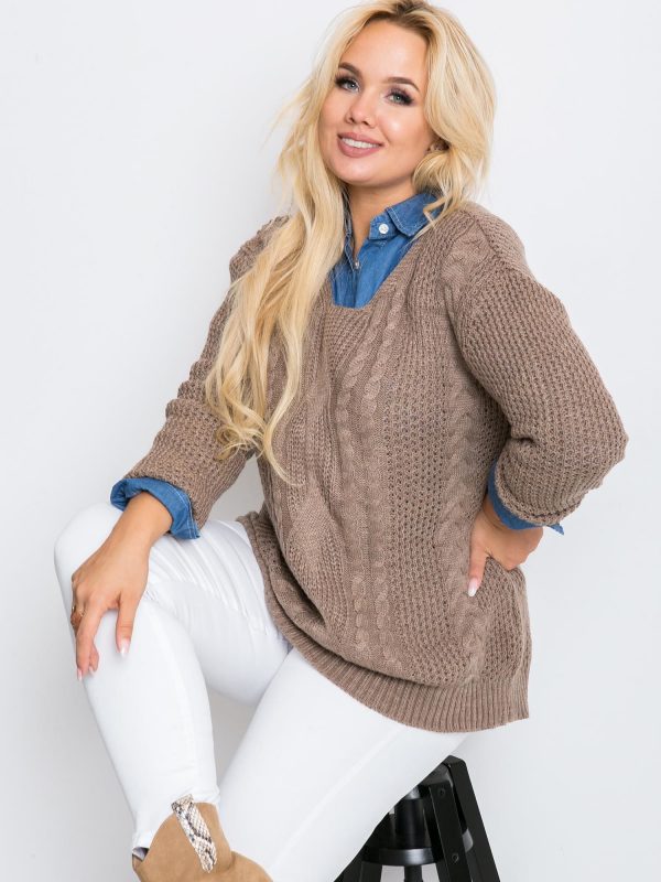 Dark Beige Plus Size Sweater Latte