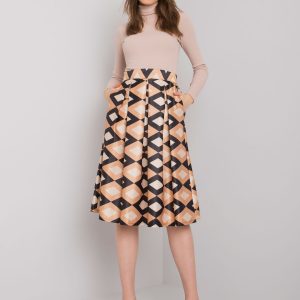 Beige and black skirt with patterns of Alcantara