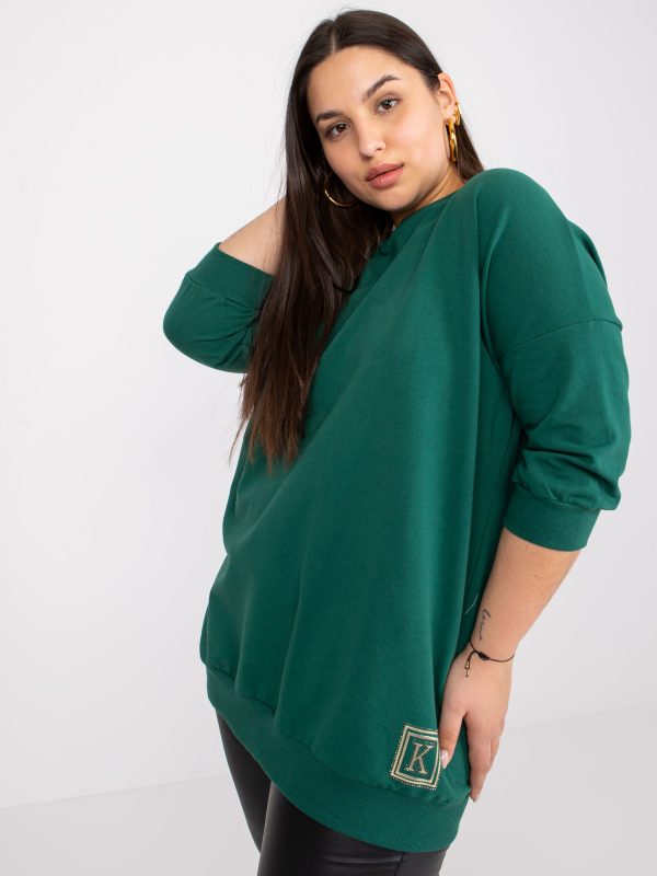 Dark green long blouse plus size Odile