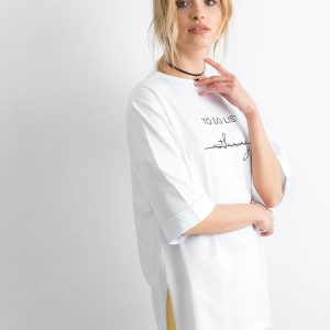 White long t-shirt with inscription