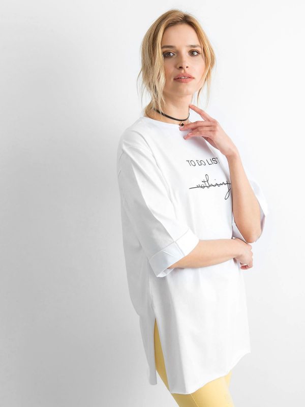 White long t-shirt with inscription