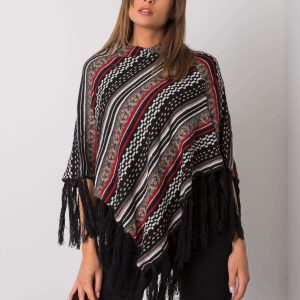 Black Alvinda Patterned Poncho