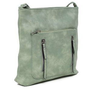 Light green faux leather handbag