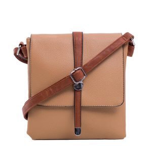 Dark beige eco-leather shoulder bag