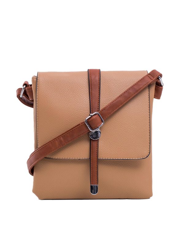 Dark beige eco-leather shoulder bag