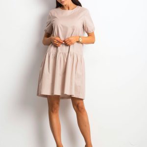 Beige Style-Conscious Dress