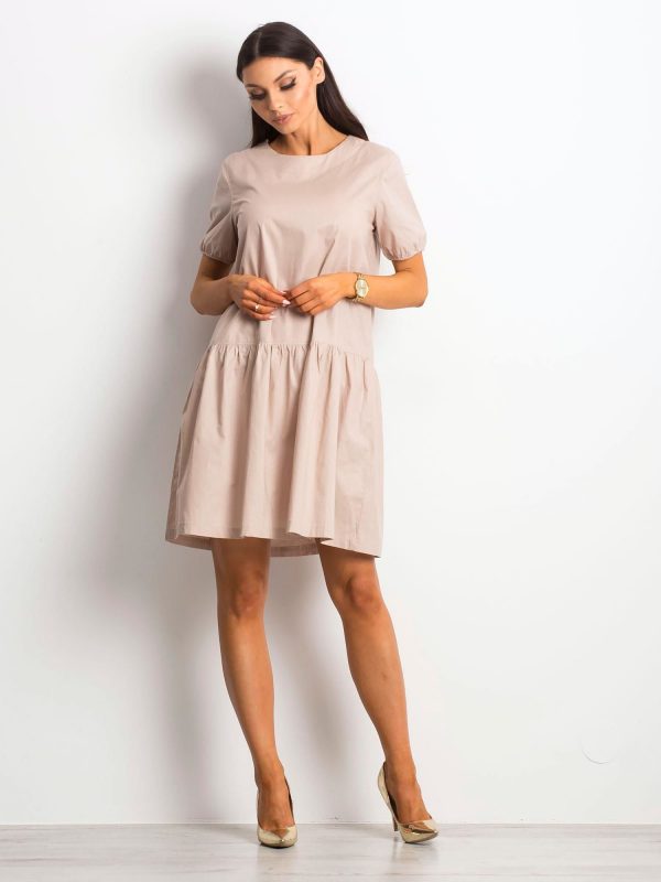 Beige Style-Conscious Dress